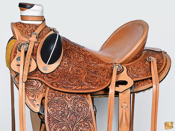 Hilason Western Horse Saddle Wade Ranch Roping American Leather Tan